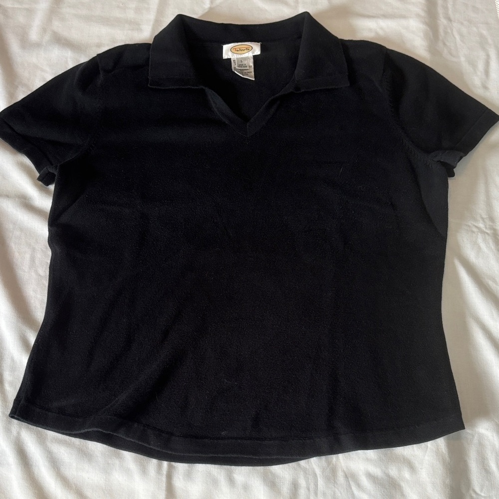 Talbots Black Short Sleeve Polo Shirt EUC